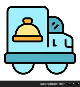 Wedding cake truck icon outline vector. Event service. Manager party color flat. Wedding cake truck icon vector flat