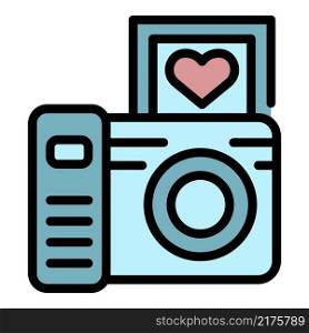 Wedding camera icon. Outline wedding camera vector icon color flat isolated. Wedding camera icon color outline vector