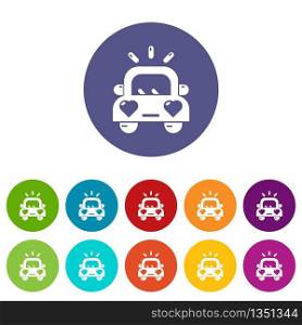 Wedding car icons color set vector for any web design on white background. Wedding car icons set vector color