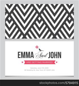 Wedding card back and front with pattern background 01