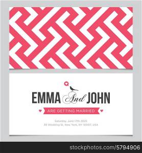 Wedding card back and front with pattern background 02