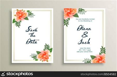 wedding card invitation design with flower decoration