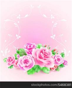 Wedding card or invitation with roses