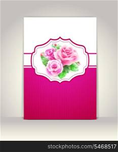 Wedding card or invitation with roses