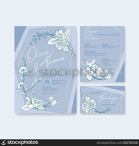 Wedding card template design for invitation and marriage vector illustration. 