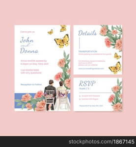 Wedding card template ,watercolor style