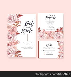 Wedding card template ,watercolor style 