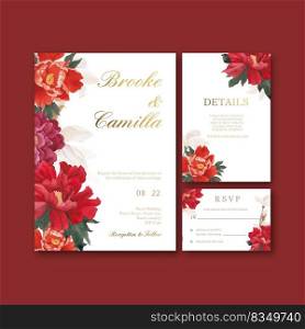 Wedding card template with Bird and Chinese flower concept,watercolor style 