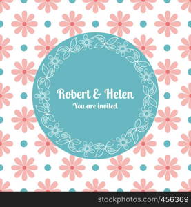 Wedding card template with floral frame. Vector illustration. Wedding card template with floral frame