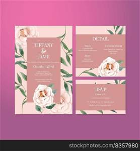 Wedding card template with gorgeous flower moody concept,watercolor style
