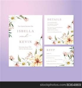 Wedding card template with gorgeous flower moody concept,watercolor style 