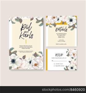 Wedding card template with green wine wedding concept,watercolor style 