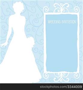wedding card with bride silhouette and copyspace