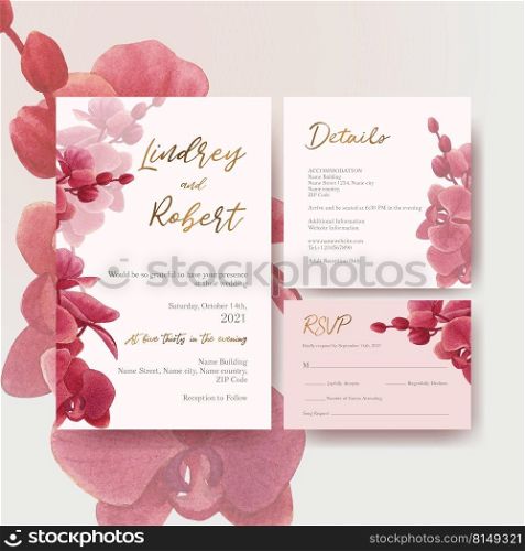 Wedding card with p&as floral watercolor vector illustration