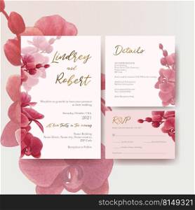 Wedding card with p&as floral watercolor vector illustration