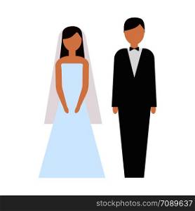 Wedding ceremony. Bride and groom. Couple. Man and women. Cartoon flat vector illustration. Bride and groom. Couple. Wedding ceremony illustration