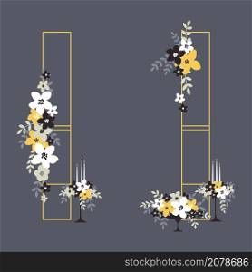 Wedding ceremony decorations. Arch with flowers . Vector illustration.. Wedding arch. Vector illustration.