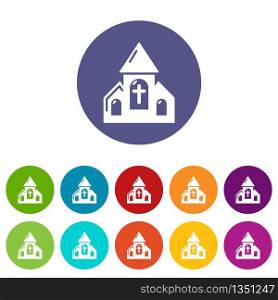 Wedding church icons color set vector for any web design on white background. Wedding church icons set vector color