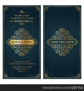 Wedding classic vintage style invitation template card flyer background design vector