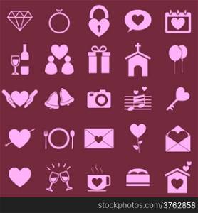 Wedding color icons on pink background, stock vector