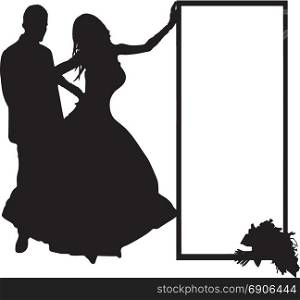 Wedding couple silhouette isolated on white