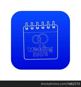 Wedding date icon blue vector isolated on white background. Wedding date icon blue vector