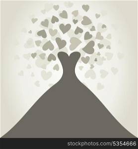 Wedding dress and heart. A vector illustration