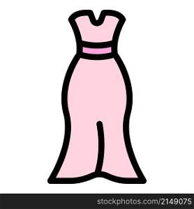 Wedding dress clothing icon. Outline wedding dress clothing vector icon color flat isolated. Wedding dress clothing icon color outline vector