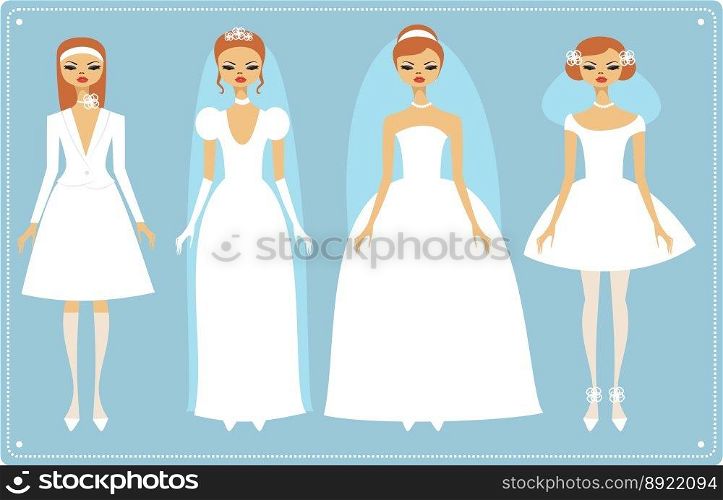 Wedding dresses vector image