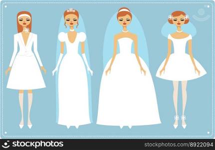 Wedding dresses vector image