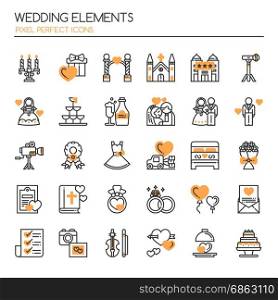 Wedding Elements , Thin Line and Pixel Perfect Icons