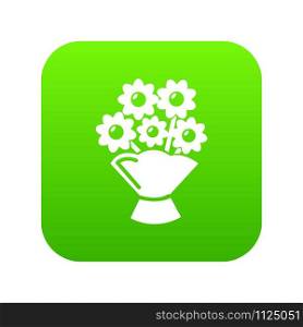Wedding flower bucket icon green vector isolated on white background. Wedding flower bucket icon green vector