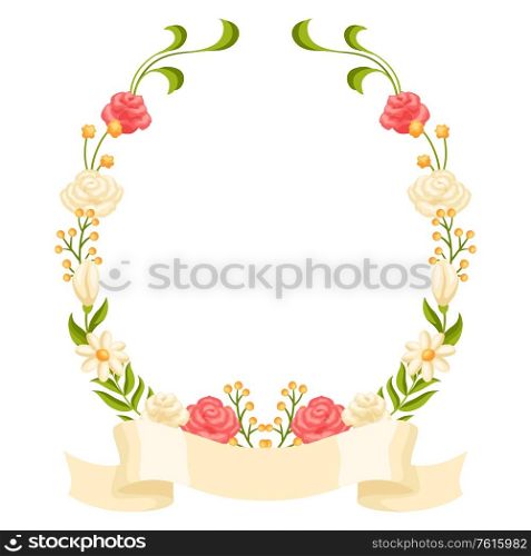 Wedding frame for invitation or greeting card. Marriage decorative element with romantic flowers.. Wedding frame for invitation or greeting card.