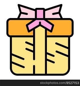 Wedding gift box icon outline vector. Manager service. Party delivery color flat. Wedding gift box icon vector flat