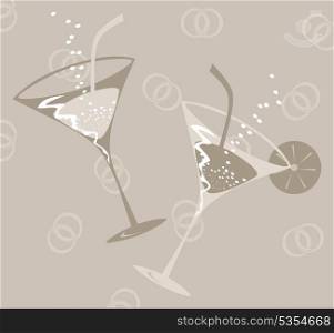 Wedding glass. Two glasses on wedding. A vector illustration