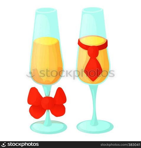 Wedding glasses icon. Cartoon illustration of wedding glasses vector icon for web. Wedding glasses icon, cartoon style