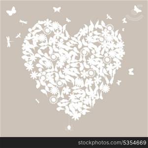 Wedding heart. White wedding heart on a grey background. A vector illustration