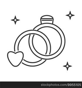 Wedding icon vector. Newlyweds ring with stars, heart are shown.. Wedding icon vector. Newlyweds ring with stars, heart