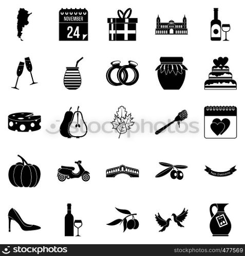Wedding icons set. Simple set of 25 wedding vector icons for web isolated on white background. Wedding icons set, simple style