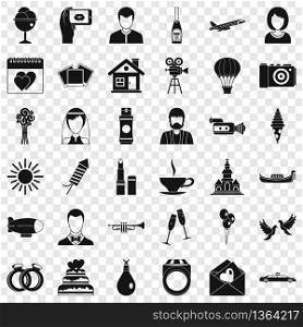 Wedding icons set. Simple style of 36 wedding vector icons for web for any design. Wedding icons set, simple style