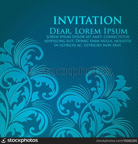 Wedding invitation and announcement card with floral background artwork. Elegant ornate floral background. Floral background and elegant flower elements. Design template.