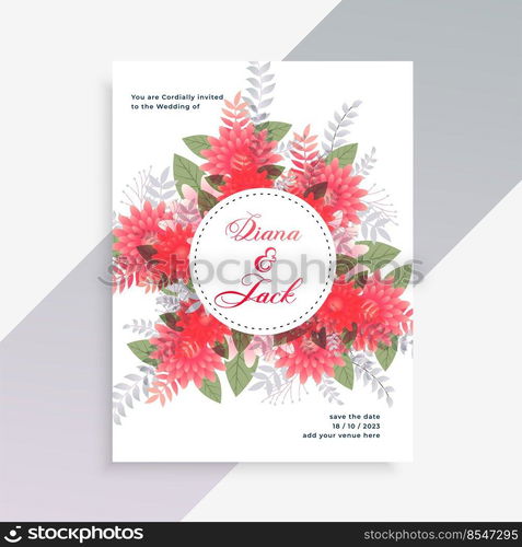 wedding invitation card design with flower decoration