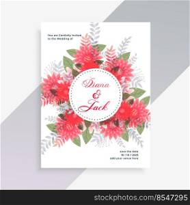wedding invitation card design with flower decoration