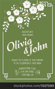 Wedding invitation card. Vector invitation card with sakura flower seamless pattern background and elegant frame with text.eps 10. Wedding invitation card. Vector invitation card with sakura flower seamless pattern background and elegant frame with text.