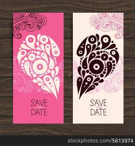 Wedding invitation card with decorative stylish heart