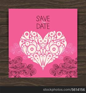 Wedding invitation card with decorative stylish heart