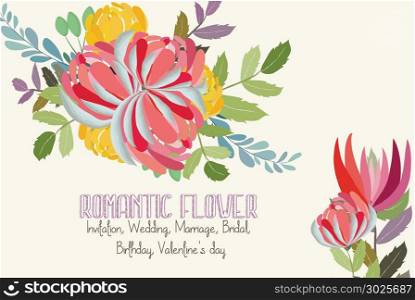 Wedding invitation card with flower. Floral background