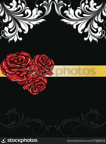 Wedding invitation card with roses