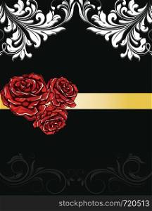 Wedding invitation card with roses
