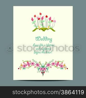 Wedding invitation cards with floral elements